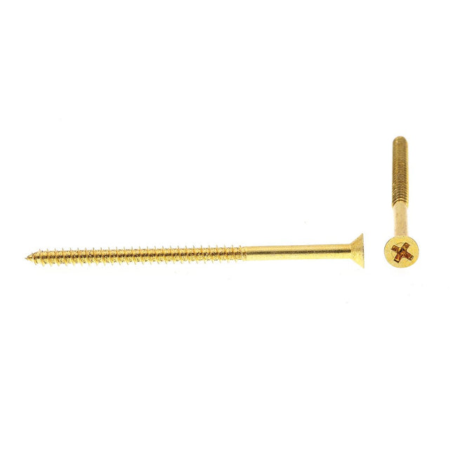 Prime-Line 9035394 Wood Screw, Flat Head Phillips, #8 X 3 in, Solid Brass, Pack of 15
