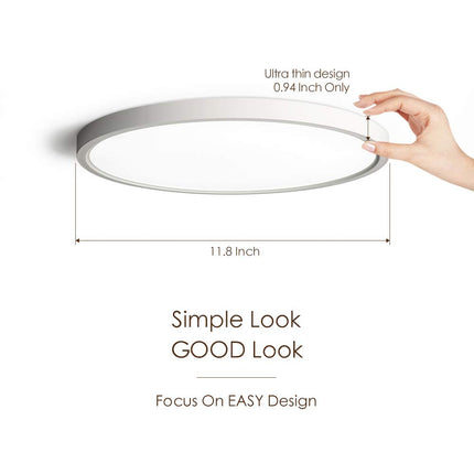 TALOYA White Flush Mount Ceiling Light 20Watt Ø30cm,Round LED Light Fitting for Bedroom Kitchen Hallway Foyer,3 Color Temperatures in One (Warm/Neutral/Daylight White), 120W Equivalent