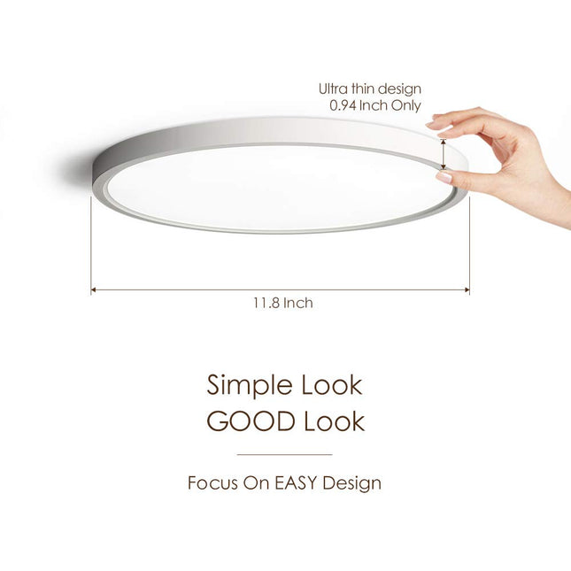 TALOYA White Flush Mount Ceiling Light 20Watt Ø30cm,Round LED Light Fitting for Bedroom Kitchen Hallway Foyer,3 Color Temperatures in One (Warm/Neutral/Daylight White), 120W Equivalent