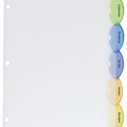 Avery Insertable Style Edge Plastic Dividers, 5 Multicolor Tabs, Case Pack of 24 (11200)