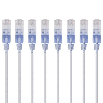 Monoprice Cat6A Ethernet Patch Cable - Network Internet Cord - 0.3M (1ft) - Blue (10-Pack) RJ45, Stranded, 550Mhz, UTP, Pure Bare Copper Wire, 10G, 30AWG - SlimRun Series