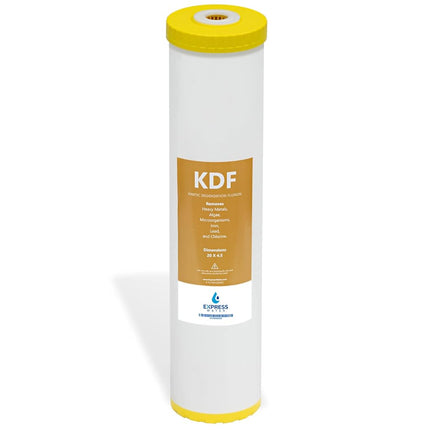 Express Water – Filtre de remplacement KDF (Kinetic Degradation Fluxion) – Filtre à eau de rechange pour métaux lourds pour toute la maison – Filtre à eau haute capacité au charbon catalytique KDF – 4,5 x 20 pouces