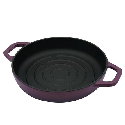 Flavehc Bread Oven Cast Iron Bread Dutch Oven with Cloche Lid for Bread Baking Magenta Enameled Cast Iron Bread Oven with Dome Lid for Sourdough, 9.8 Inches