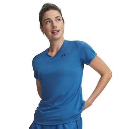 Under Armour Womens V Neck Short Sleeve Aegean Blu
