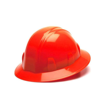 Pyramex Hi Vis Orange Full Brim Style 4 Point Ratchet Suspension Hard Hat