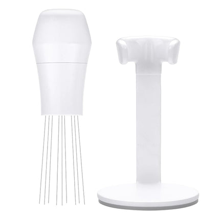 Normcore WDT Tool V3 - Espresso Distribution Tool with Stand - 9 Prong Needle Espresso Stirrer - 0.25mm / 0.3mm Thick Customized Needles - Built-in Magnet Handle with Stand - Non-Stick Coating White