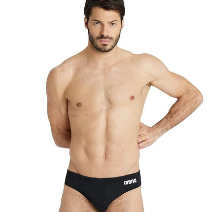 Arena Men's Standard Team Swim Briefs Solid, Black-White, 18