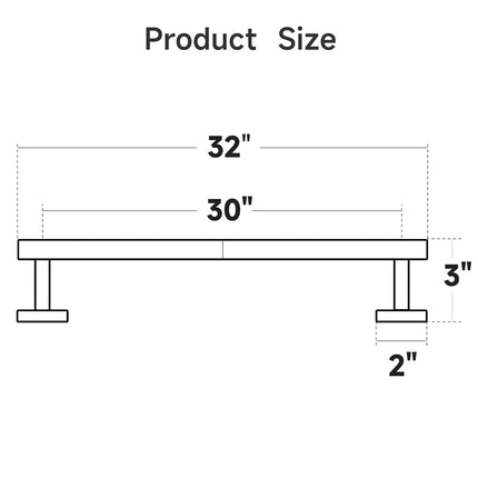 USHOWER Matte Black Bath Towel Bar, 30-Inch Towel Racks for Bathroom Wall-Mounted, SUS304 Stainless Steel Towel Rod (Total Length 32-Inch)