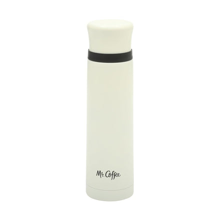 Mr. Coffee Silverleaf 23 oz Stainless Steel Thermal Bottle – Double Wall Vacuum Insulated Travel Mug with Leak-Proof Lid, White – Hot & Cold Beverage Flask for Work, Commute, or Camping
