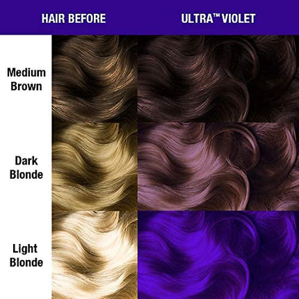 MANIC PANIC Classic Ultra Violet Semi Permanent Hair Color - Blue-Toned Purple Hair Dye for Women & Men That Lasts 4-6 Weeks - Vegan, Ammonia & Cruelty-Free - Create & Mix Custom Shades (4oz / 3pk)