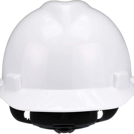 MSA 475358 V-Gard Cap Style Safety Hard Hat With Fas-Trac III Ratchet Suspension | Polyethylene Shell, Superior Impact Protection, Self Adjusting Crown-Straps - Standard Size in White
