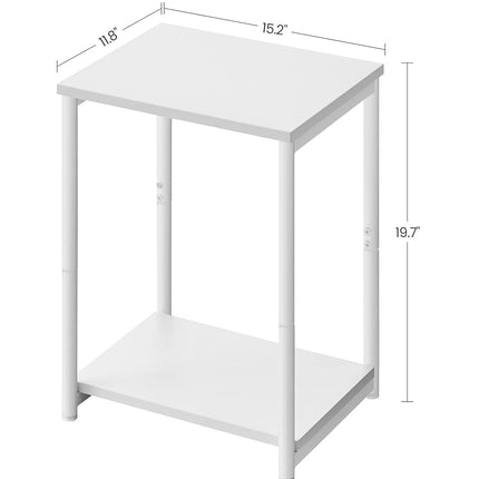 VASAGLE Side Tables Set of 2, Small End Table, Nightstand for Living Room, Bedroom, Office, Bathroom, White ULET272W14 ,11.8'' x 15.2'' 19.7''