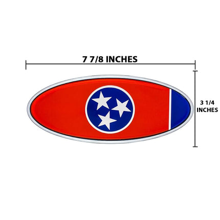 United Pacific 10976 Die-Cast Metal 7 ⅞” x 3 ¼” Chrome Oval Shape Emblem for Peterbilt, Mounting Stud w/Double-Sided Backing – ONE Emblem – Tennessee Flag