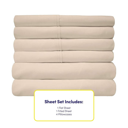 Sweet Home Collection Microfiber Deep Pocket Set-Extra Pillow Cases, Value, Beige, Full