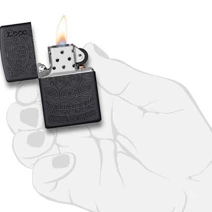 Zippo Swirl Pattern Lighter, Black Matte, One Size