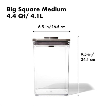 OXO Steel POP Container Big Square Medium, 4.2 L