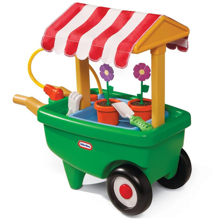 Little Tikes 2-in-1 Garden Wheelbarrow - Green Fun for Toddlers - Active Play - Includes Real Water Sprayer, Flower Pots, Fabric Shade, & More - Ages 2 to 5 Years