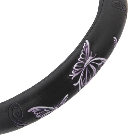 BDK SW-509-PP Funda Universal de Volante con Diseño de Mariposas Púrpuras y Agarre Cómodo para Automóvil, SUV, Camioneta y Camión - Tamaño Estándar de 15 Pulgadas, Mariposa Púrpura