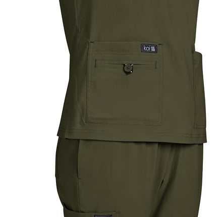 KOI Grey Melange Women's Medical Scrubs Shirts, olive, M