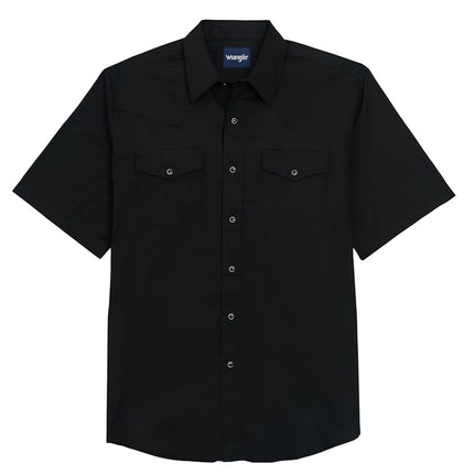 Camisa Western Deportiva de Manga Corta con Dos Bolsillos y Botones a Presión Wrangler para Hombre, Negra, XL