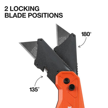 Klein Tools 44306 FLICKBLADE 2-in-1 Folding Utility Knife and Scraper, Built-in Blade Storage, Double Locking Position, Includes 3 Triple Ground Carbon Steel Blades