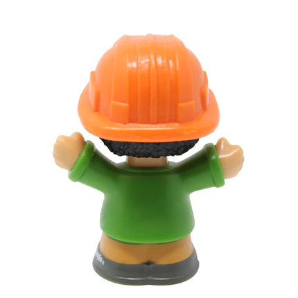 Fisher-Price Pieza de repuesto para juego de construcción Bulldozer Little People coleccionable GWD14 - Figura de reemplazo Koby trabajador de la construcción operador de bulldozer con casco naranja