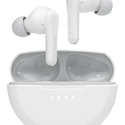 Belkin SoundForm Nano 2 Bluetooth Earbuds for Kids with Built-in Microphone, 28H Battery Life, Safe 85dB Volume, IPX5 Water Resistance - Kids Bluetooth Earbuds for iPhone,iPad,Galaxy,& More -White