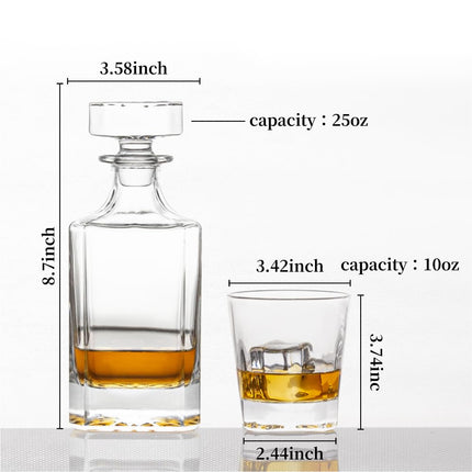 Square 25Oz Whiskey Liquor Decanter Set With 2 Glasses in Box,Decanter Set for Scotch Liquor,Whiskey Wine Decanter Suit for Men and Women Father Coworkers Lovers