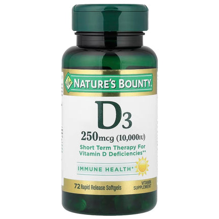 Nature's Bounty, Ultra Strength D3-10,000 IU, 72 Softgels (2pack)