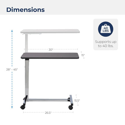 Drive Medical Non Tilt Top Overbed Table, Chrome