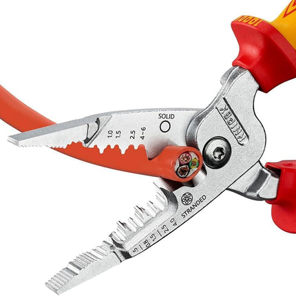 Knipex 13 76 200 ME WireStripper Metric Electrician's Wire Plier with Multi-Component Grip, Red/Yellow