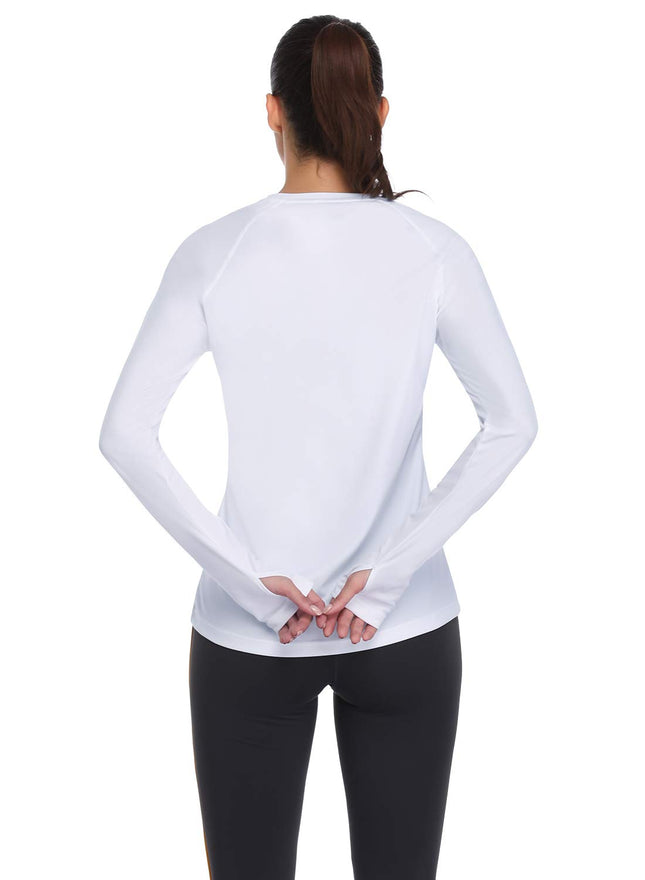 HISKYWIN Women's UPF 50+ Sun Protection Long Sleeve Outdoor Sports T-Shirt Athletic Top HF103-White-S