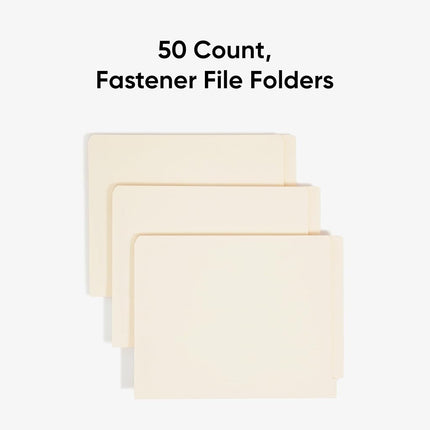 Smead End Tab Fastener File Folder, Shelf-Master® Reinforced Straight-Cut Tab, 2 Fasteners, Letter Size, Manila, 50 per Box (34115)