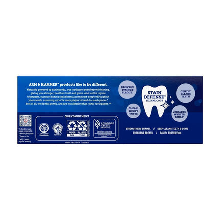 Arm & Hammer Dentifrice Advance White au bicarbonate de soude et au peroxyde, Menthe fraîche - 121 g, Lot de 2