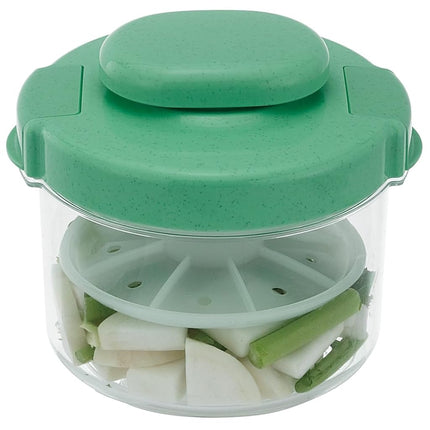 Instant Pickle Maker Vegetable Press Tsukemono Container Round Made in Japan BPA Free (Green 1.6L)