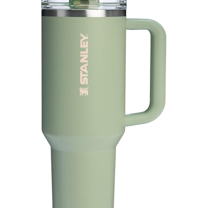 Stanley Quencher ProTour Flip Straw Tumbler with Leakproof Lid 40 oz | Built-In Straw and Handle | Cup Holder Compatible for Travel | Insulated Stainless Steel Cup | BPA-Free | Lichen