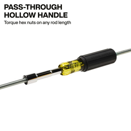 Klein Tools 65412MAGM Metric Magnetic Color-Coded Nut Driver, Hollow-Shaft, Heavy-Duty 12 mm Hex, Pass-Through Design, 6-Point Socket, and Cushion-Grip Handle