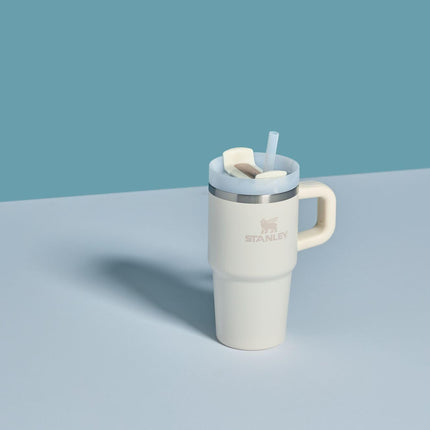 STANLEY Quencher H2.0 Tumbler with Handle and Straw, 3-Position Flowstate Lid, Travel Cup Holder Compatible, Insulated Stainless Steel, BPA-Free, 0.4 Litres, Cream Colour