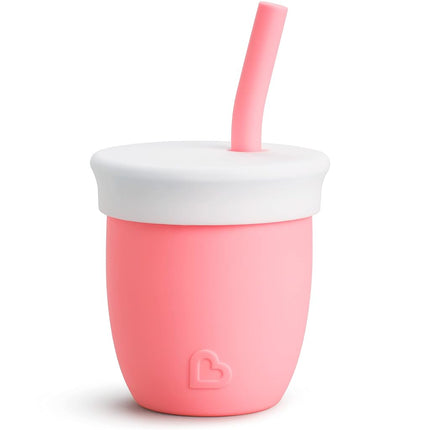 Munchkin� C�est Silicone! Open Training Cup with Straw for Babies and Toddlers 6 Months+, 4 Ounce, Coral