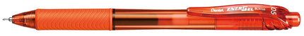 Bolígrafo de gel líquido retráctil Pentel EnerGel-X (0.5 mm) Punta de aguja, Trazo fino, Tinta naranja, Caja de 12 (BLN105-F)
