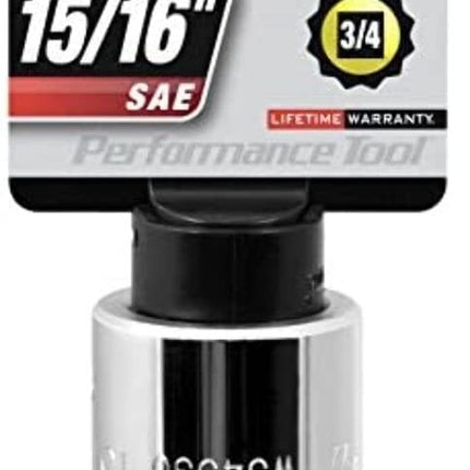 Performance Tool W34530 3/4-Inch Drive 12-Point SAE Standard Socket, 15/16-Inch
