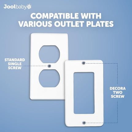 Outlet Cover Box for Child Safety (2 Pack) Duplex & Decorator Electrical Outlet Plates, Concealed Access Buttons, and Spacious Compartment - Jool Baby