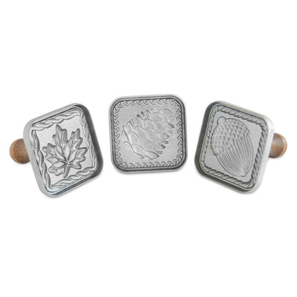 Nordic Ware Cookie Stamps, 3-Inch Squares, Silver