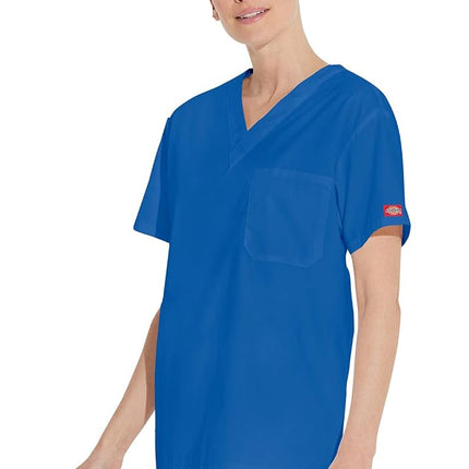 Dickies EDS Signature Men & Women Scrubs Top Tuckable V-Neck 83706, Royal, S