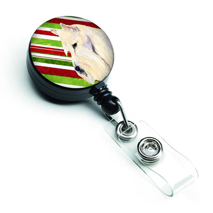 Caroline's Treasures Scottish Terrier Candy Cane Christmas Retractable Badge Reel, Multicolor (SS4599BR)