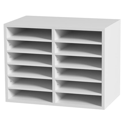 VEVOR Literature Organizers, 12 Compartments Office Mailbox with Adjustable Shelves, Wood Literature Sorter 51.8 x 30.5 x 40.9 cm for Office, Home, Classroom, Mailrooms Organization, White