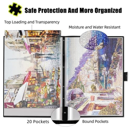 ALL4JIG 20.87"*28.15" Large Puzzle Binder – Space-Saving Storage Folder for 500–1000 Piece Puzzle Collection, Holds 20 Puzzles, HD Film Pockets, Birthday Mom & Grandma