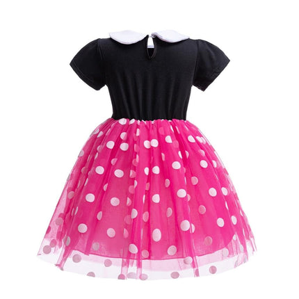 Dressy Daisy Baby Girls Polka Dots Fancy Dress Up Halloween Costume Birthday Party Outfit with Mouse Ears Headband Size 0-1, Hot pink 426