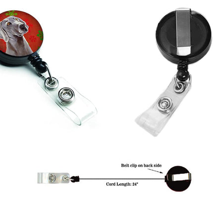 Caroline's Treasures Weimaraner Red and Green Snowflakes Christmas Retractable Badge Reel, Multicolor (LH9341BR)