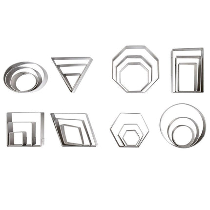 Ateco Plain Edge Geometric Shapes Cutters in Graduated Sizes, Stainless Steel, 24 Pc Set